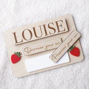 Pancarte rentrée "Fraise" jusqu'à 4 prénoms